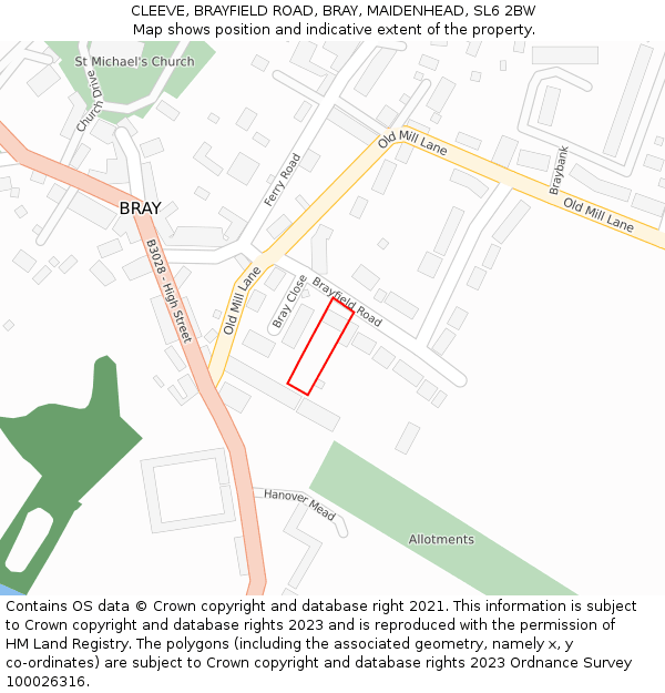 CLEEVE, BRAYFIELD ROAD, BRAY, MAIDENHEAD, SL6 2BW: Location map and indicative extent of plot