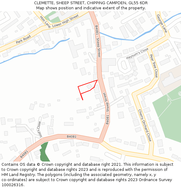 CLEMETTE, SHEEP STREET, CHIPPING CAMPDEN, GL55 6DR: Location map and indicative extent of plot
