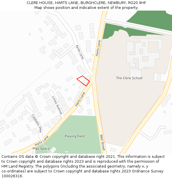 CLERE HOUSE, HARTS LANE, BURGHCLERE, NEWBURY, RG20 9HF: Location map and indicative extent of plot