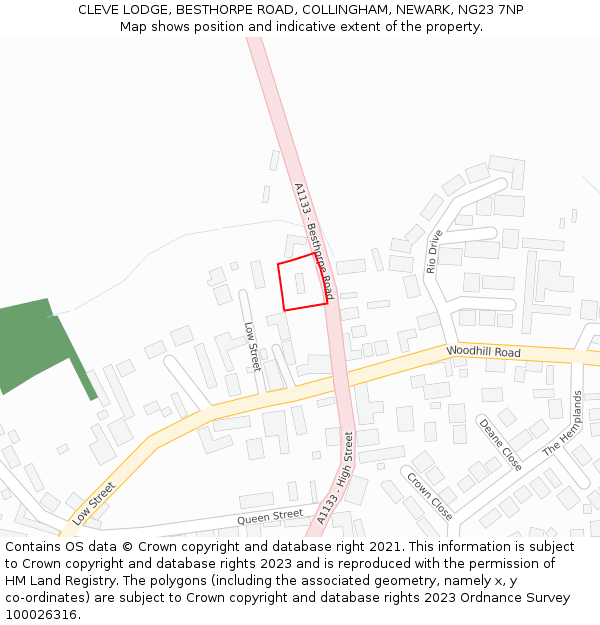 CLEVE LODGE, BESTHORPE ROAD, COLLINGHAM, NEWARK, NG23 7NP: Location map and indicative extent of plot