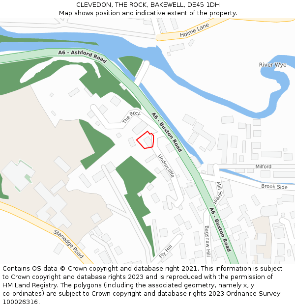 CLEVEDON, THE ROCK, BAKEWELL, DE45 1DH: Location map and indicative extent of plot