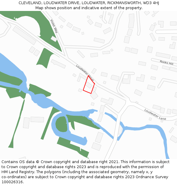 CLEVELAND, LOUDWATER DRIVE, LOUDWATER, RICKMANSWORTH, WD3 4HJ: Location map and indicative extent of plot