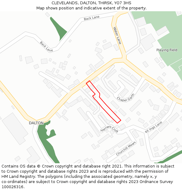 CLEVELANDS, DALTON, THIRSK, YO7 3HS: Location map and indicative extent of plot