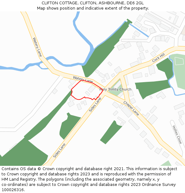 CLIFTON COTTAGE, CLIFTON, ASHBOURNE, DE6 2GL: Location map and indicative extent of plot