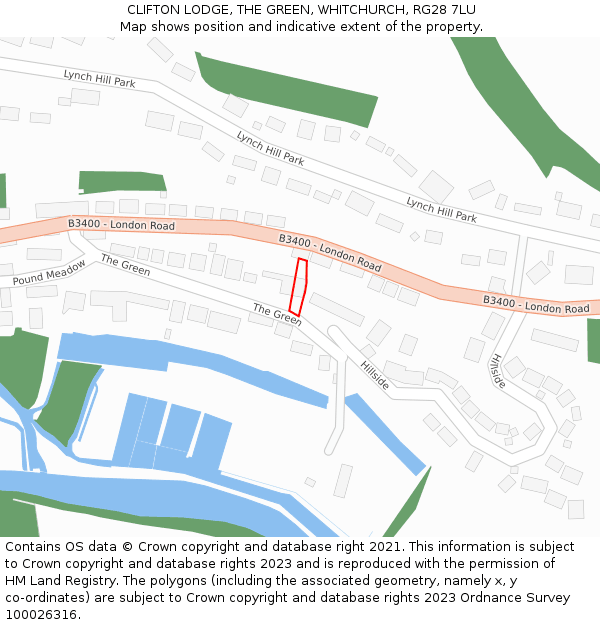 CLIFTON LODGE, THE GREEN, WHITCHURCH, RG28 7LU: Location map and indicative extent of plot