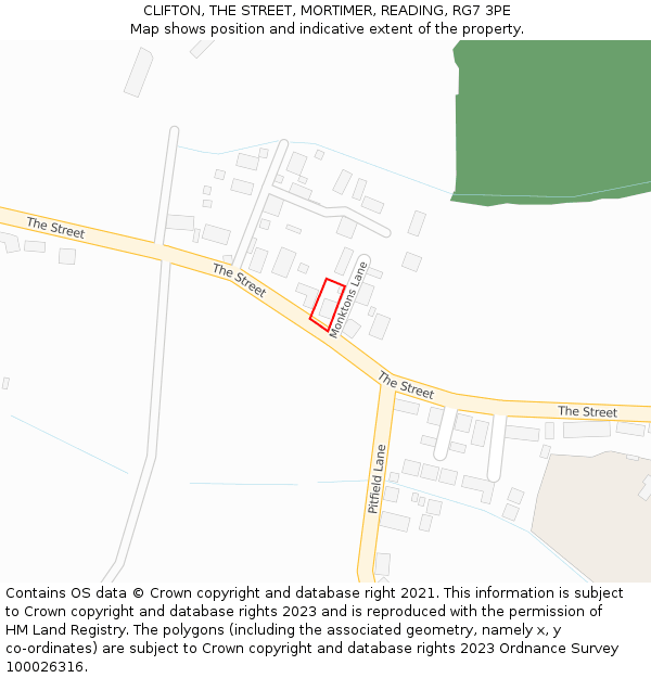 CLIFTON, THE STREET, MORTIMER, READING, RG7 3PE: Location map and indicative extent of plot