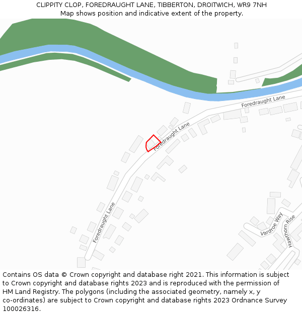 CLIPPITY CLOP, FOREDRAUGHT LANE, TIBBERTON, DROITWICH, WR9 7NH: Location map and indicative extent of plot