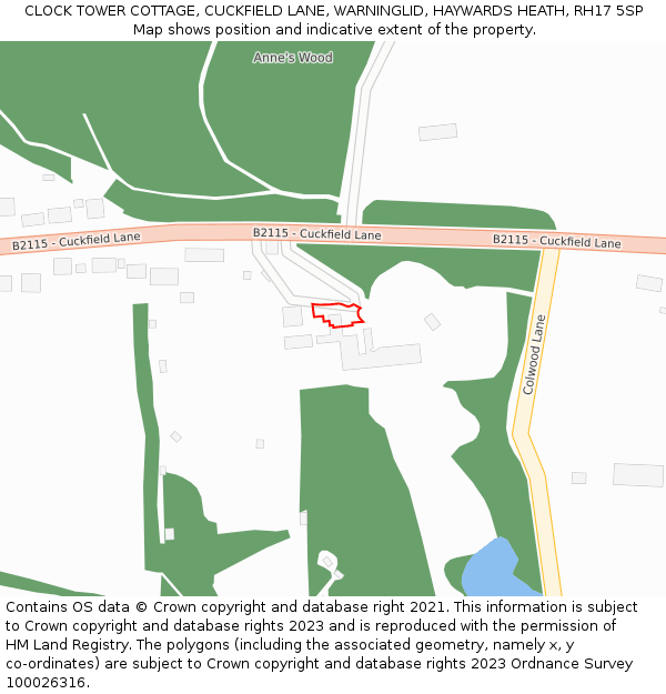 CLOCK TOWER COTTAGE, CUCKFIELD LANE, WARNINGLID, HAYWARDS HEATH, RH17 5SP: Location map and indicative extent of plot