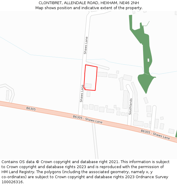 CLONTIBRET, ALLENDALE ROAD, HEXHAM, NE46 2NH: Location map and indicative extent of plot