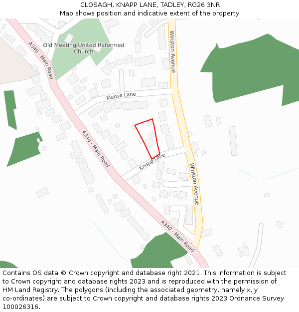 CLOSAGH, KNAPP LANE, TADLEY, RG26 3NR: Location map and indicative extent of plot