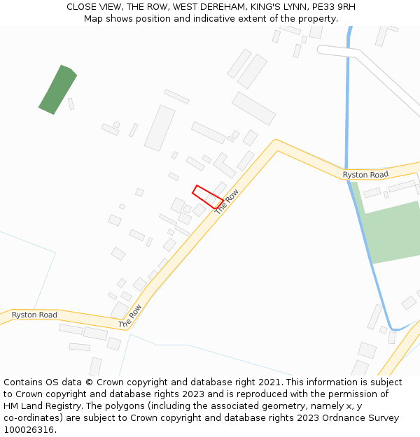 CLOSE VIEW, THE ROW, WEST DEREHAM, KING'S LYNN, PE33 9RH: Location map and indicative extent of plot