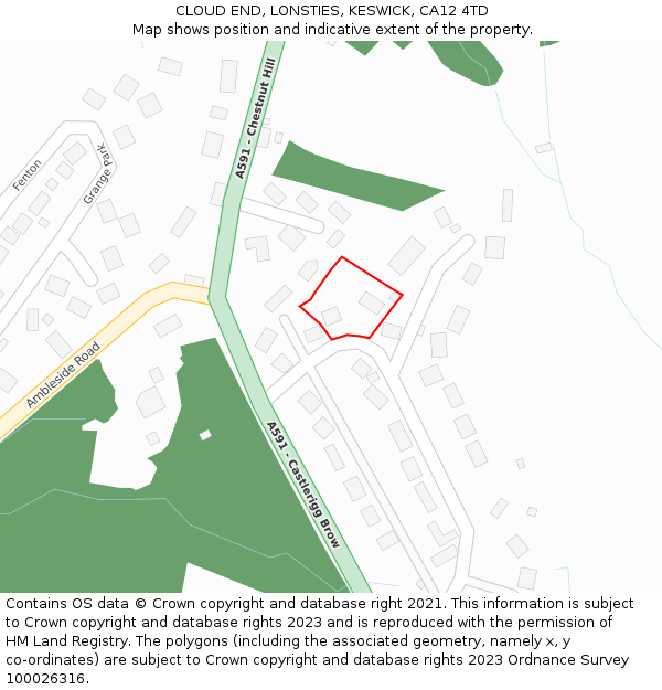 CLOUD END, LONSTIES, KESWICK, CA12 4TD: Location map and indicative extent of plot