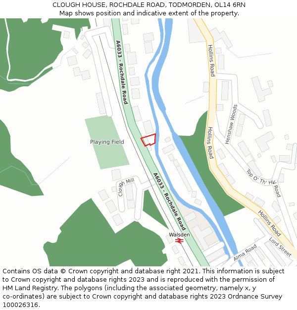 CLOUGH HOUSE, ROCHDALE ROAD, TODMORDEN, OL14 6RN: Location map and indicative extent of plot