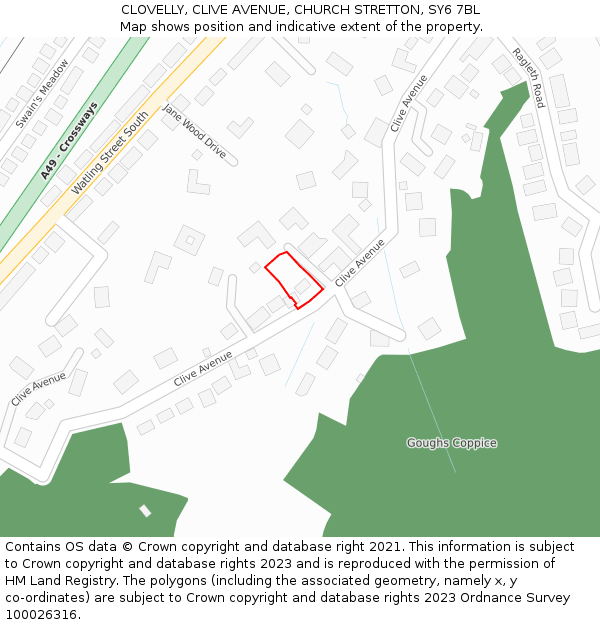 CLOVELLY, CLIVE AVENUE, CHURCH STRETTON, SY6 7BL: Location map and indicative extent of plot