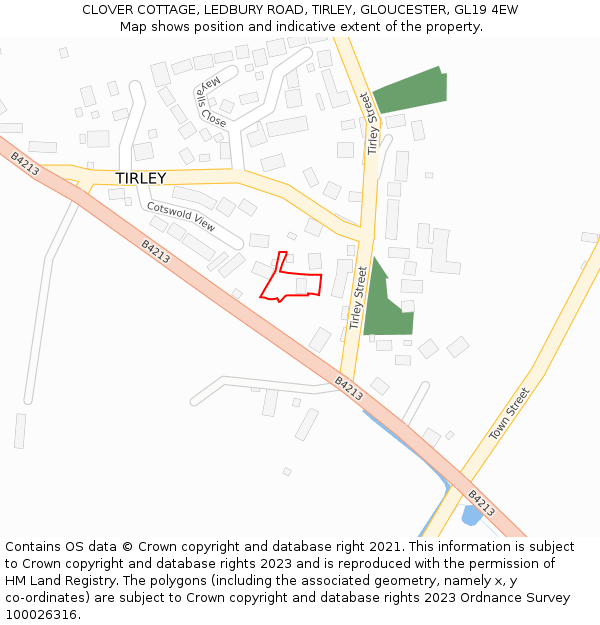 CLOVER COTTAGE, LEDBURY ROAD, TIRLEY, GLOUCESTER, GL19 4EW: Location map and indicative extent of plot