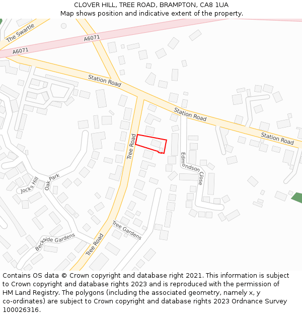 CLOVER HILL, TREE ROAD, BRAMPTON, CA8 1UA: Location map and indicative extent of plot