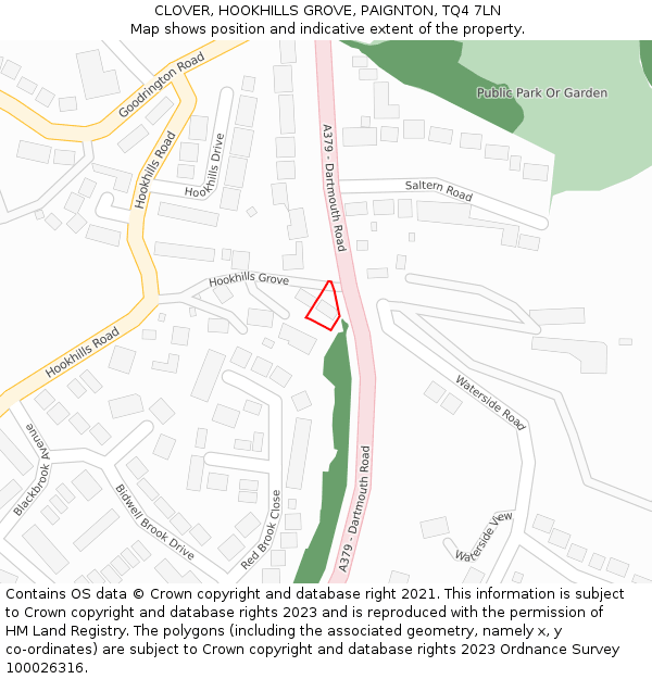 CLOVER, HOOKHILLS GROVE, PAIGNTON, TQ4 7LN: Location map and indicative extent of plot