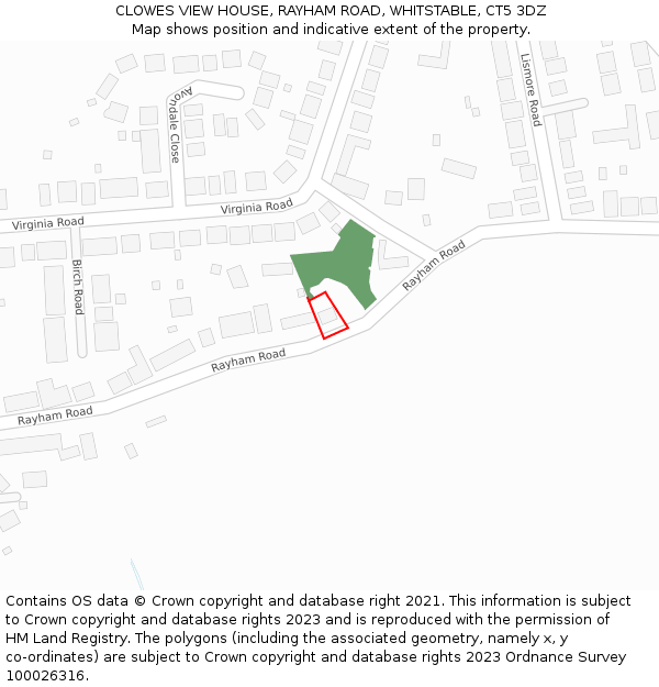 CLOWES VIEW HOUSE, RAYHAM ROAD, WHITSTABLE, CT5 3DZ: Location map and indicative extent of plot