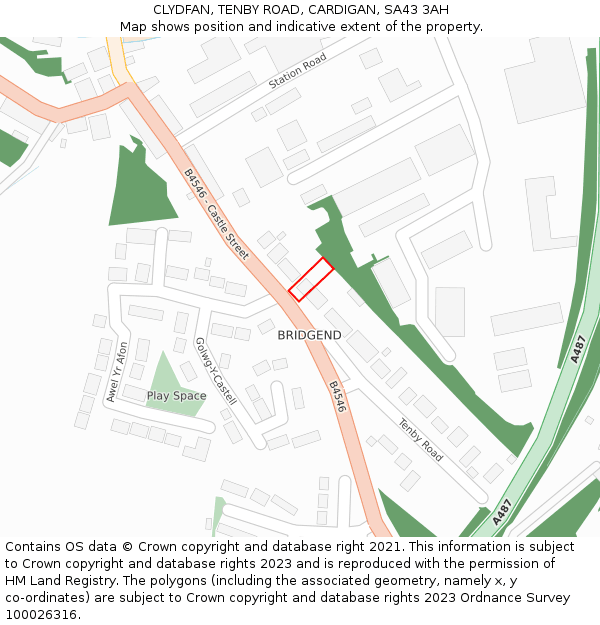 CLYDFAN, TENBY ROAD, CARDIGAN, SA43 3AH: Location map and indicative extent of plot