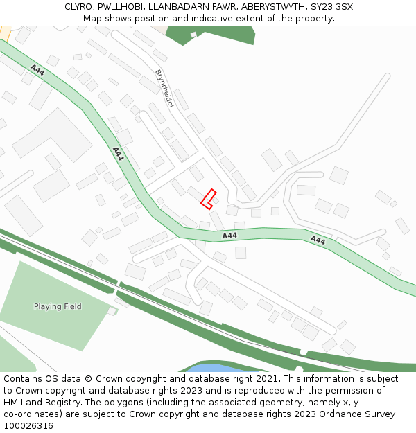 CLYRO, PWLLHOBI, LLANBADARN FAWR, ABERYSTWYTH, SY23 3SX: Location map and indicative extent of plot