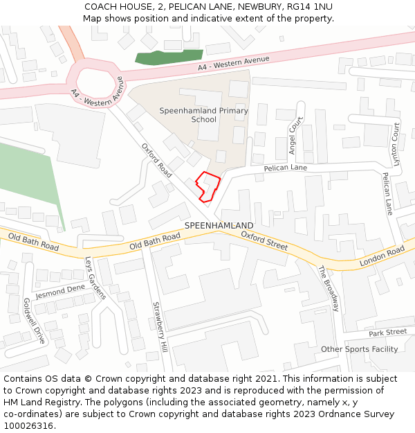 COACH HOUSE, 2, PELICAN LANE, NEWBURY, RG14 1NU: Location map and indicative extent of plot