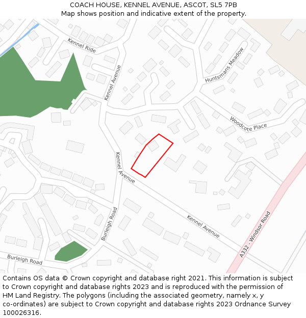 COACH HOUSE, KENNEL AVENUE, ASCOT, SL5 7PB: Location map and indicative extent of plot