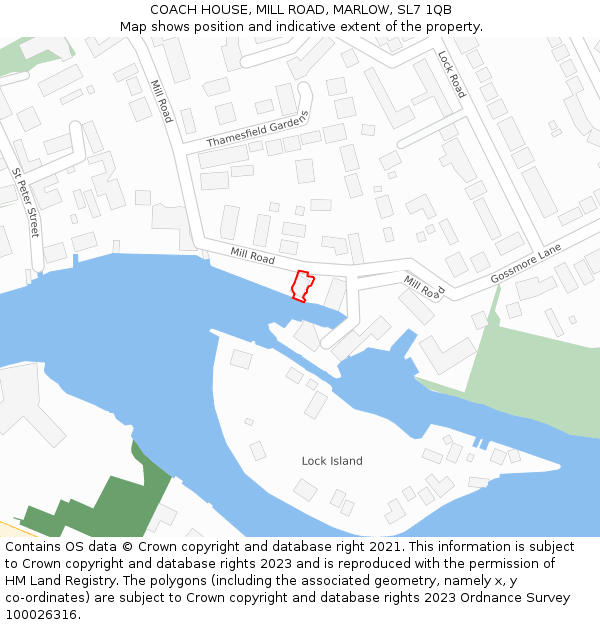 COACH HOUSE, MILL ROAD, MARLOW, SL7 1QB: Location map and indicative extent of plot