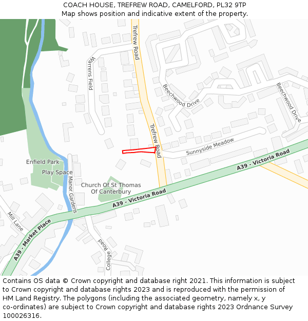 COACH HOUSE, TREFREW ROAD, CAMELFORD, PL32 9TP: Location map and indicative extent of plot