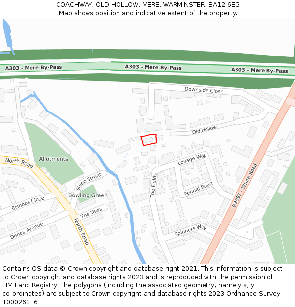 COACHWAY, OLD HOLLOW, MERE, WARMINSTER, BA12 6EG: Location map and indicative extent of plot
