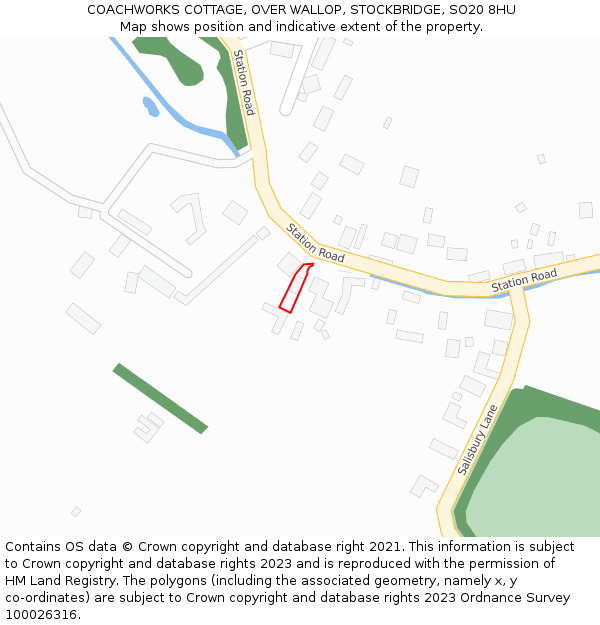 COACHWORKS COTTAGE, OVER WALLOP, STOCKBRIDGE, SO20 8HU: Location map and indicative extent of plot