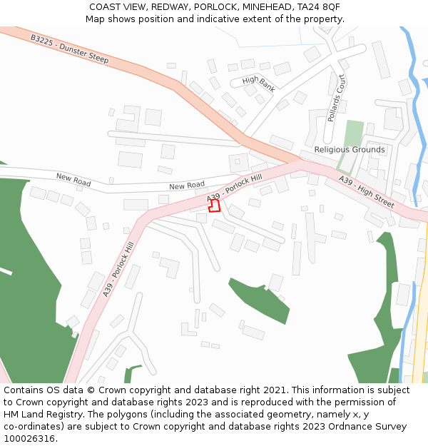 COAST VIEW, REDWAY, PORLOCK, MINEHEAD, TA24 8QF: Location map and indicative extent of plot