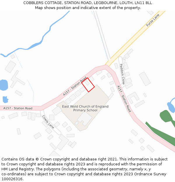 COBBLERS COTTAGE, STATION ROAD, LEGBOURNE, LOUTH, LN11 8LL: Location map and indicative extent of plot