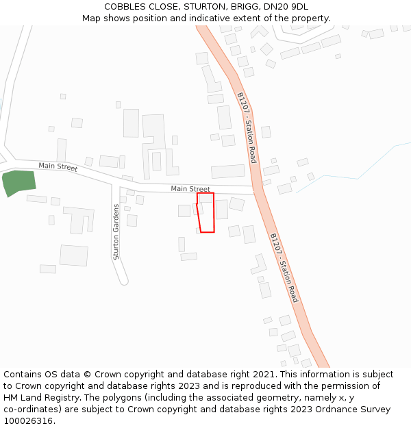 COBBLES CLOSE, STURTON, BRIGG, DN20 9DL: Location map and indicative extent of plot