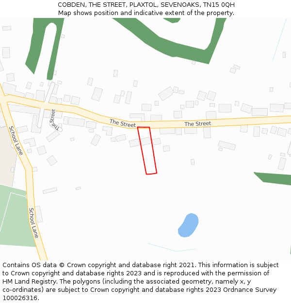 COBDEN, THE STREET, PLAXTOL, SEVENOAKS, TN15 0QH: Location map and indicative extent of plot