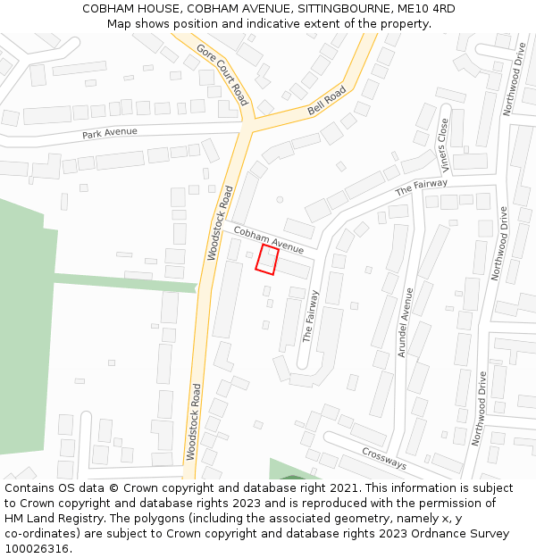 COBHAM HOUSE, COBHAM AVENUE, SITTINGBOURNE, ME10 4RD: Location map and indicative extent of plot