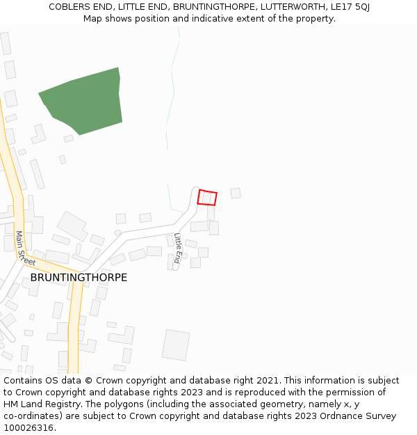 COBLERS END, LITTLE END, BRUNTINGTHORPE, LUTTERWORTH, LE17 5QJ: Location map and indicative extent of plot