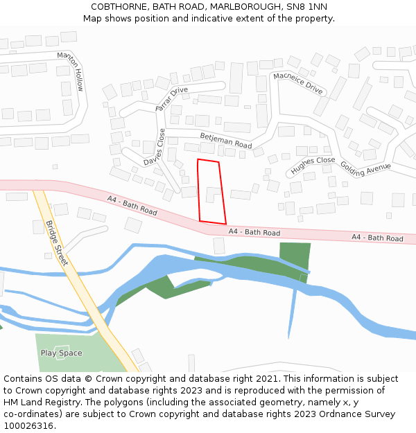 COBTHORNE, BATH ROAD, MARLBOROUGH, SN8 1NN: Location map and indicative extent of plot