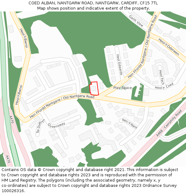 COED ALBAN, NANTGARW ROAD, NANTGARW, CARDIFF, CF15 7TL: Location map and indicative extent of plot