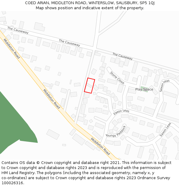 COED ARIAN, MIDDLETON ROAD, WINTERSLOW, SALISBURY, SP5 1QJ: Location map and indicative extent of plot