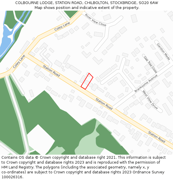 COLBOURNE LODGE, STATION ROAD, CHILBOLTON, STOCKBRIDGE, SO20 6AW: Location map and indicative extent of plot