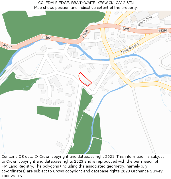 COLEDALE EDGE, BRAITHWAITE, KESWICK, CA12 5TN: Location map and indicative extent of plot