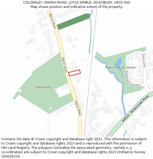 COLGRALEY, MARSH ROAD, LITTLE KIMBLE, AYLESBURY, HP22 5XS: Location map and indicative extent of plot