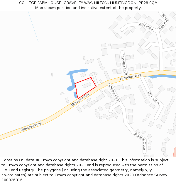 COLLEGE FARMHOUSE, GRAVELEY WAY, HILTON, HUNTINGDON, PE28 9QA: Location map and indicative extent of plot