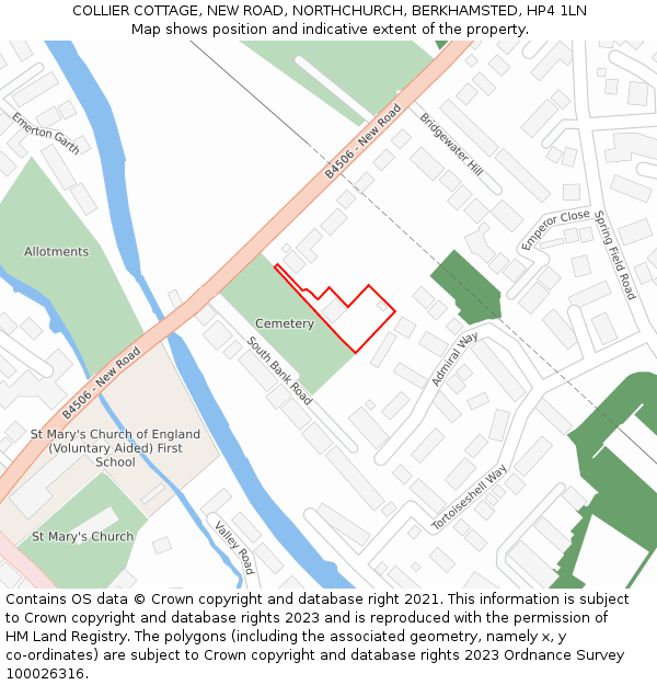 COLLIER COTTAGE, NEW ROAD, NORTHCHURCH, BERKHAMSTED, HP4 1LN: Location map and indicative extent of plot