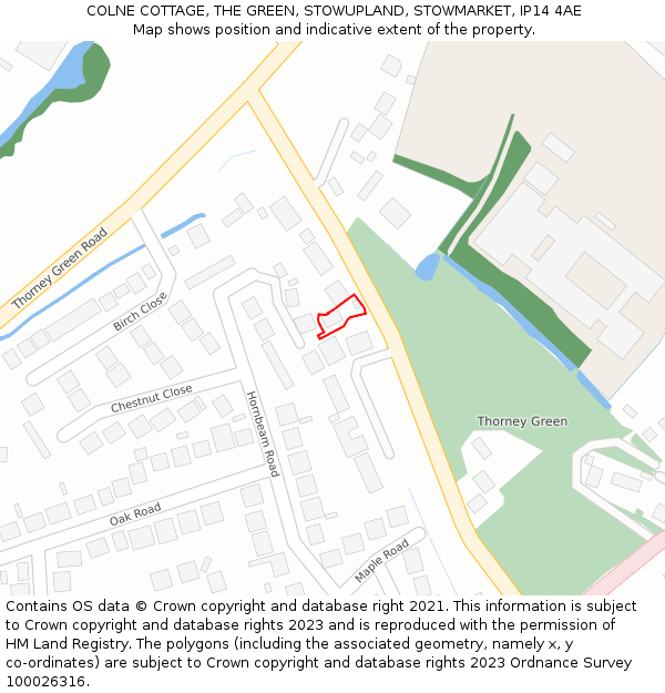 COLNE COTTAGE, THE GREEN, STOWUPLAND, STOWMARKET, IP14 4AE: Location map and indicative extent of plot