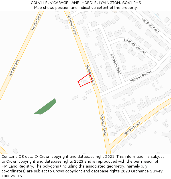 COLVILLE, VICARAGE LANE, HORDLE, LYMINGTON, SO41 0HS: Location map and indicative extent of plot