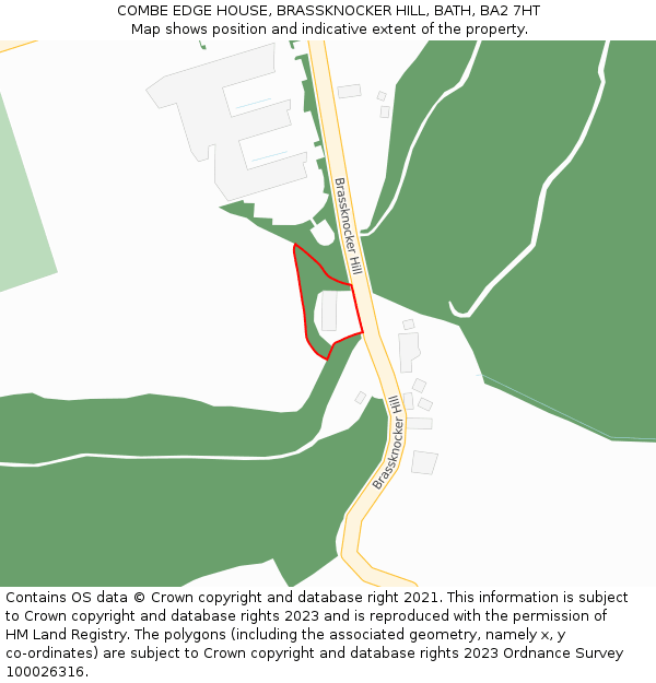 COMBE EDGE HOUSE, BRASSKNOCKER HILL, BATH, BA2 7HT: Location map and indicative extent of plot