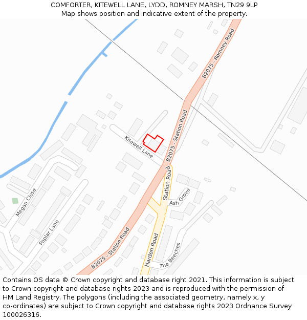 COMFORTER, KITEWELL LANE, LYDD, ROMNEY MARSH, TN29 9LP: Location map and indicative extent of plot