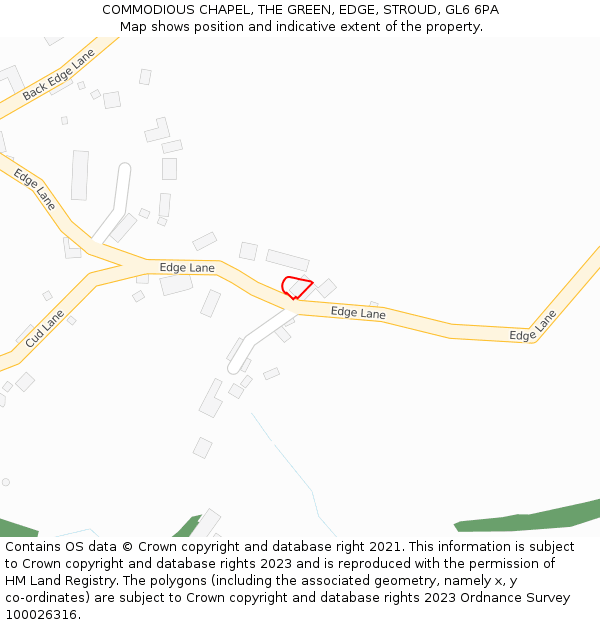 COMMODIOUS CHAPEL, THE GREEN, EDGE, STROUD, GL6 6PA: Location map and indicative extent of plot