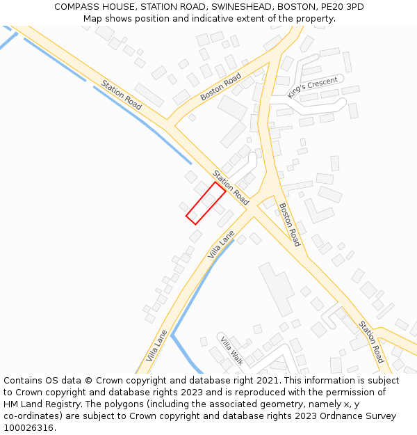 COMPASS HOUSE, STATION ROAD, SWINESHEAD, BOSTON, PE20 3PD: Location map and indicative extent of plot